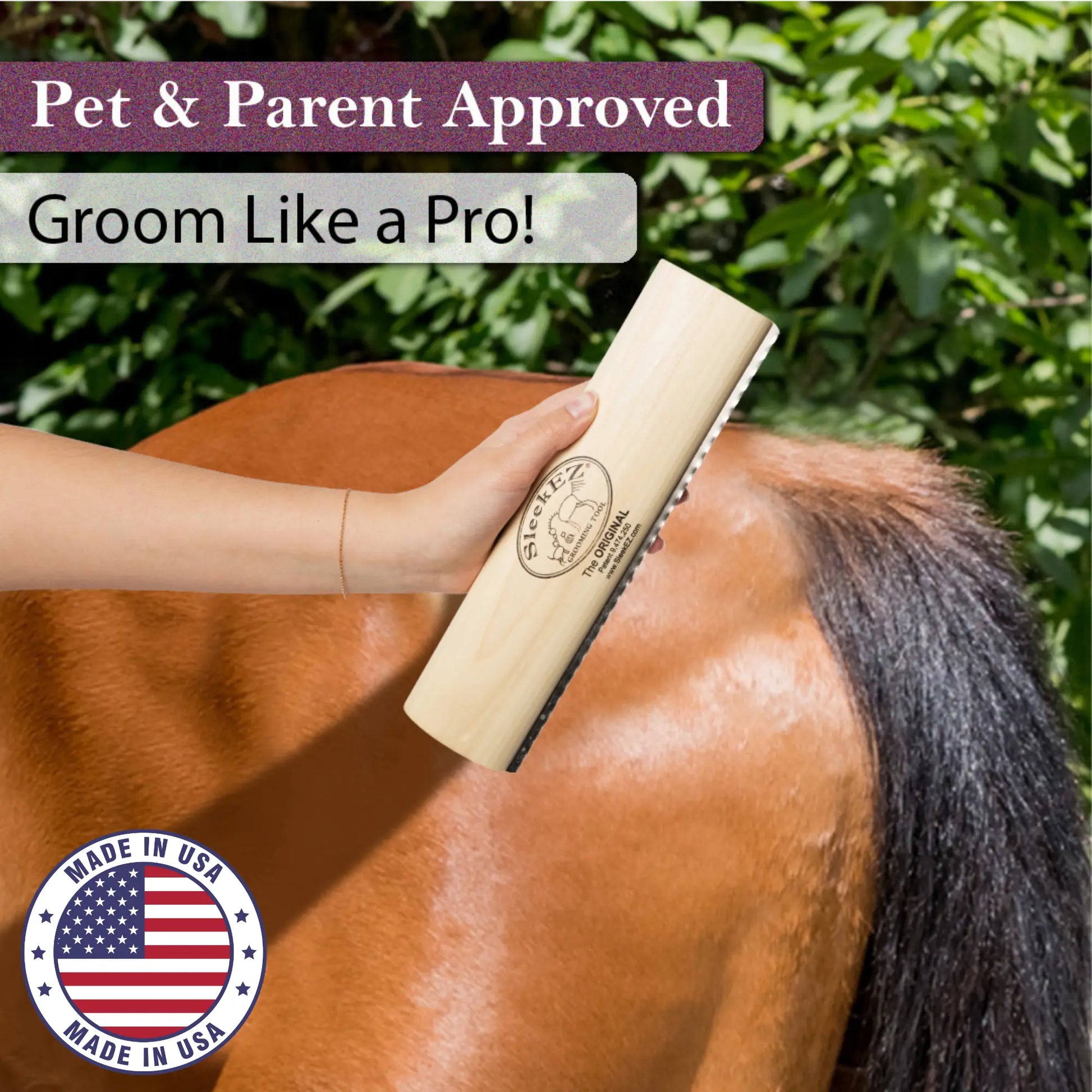 Sleekez Horse Brush for Shedding & Grooming, Deshedding Tool for Short & Long Haired Horses
