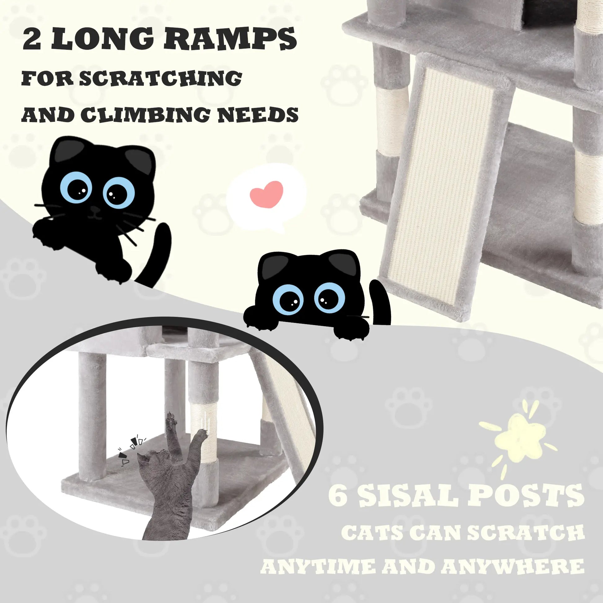 SHA CERLIN 81In/67In Multi-Level Tall Cat Tree Tower with Hammock & Sisal Scratching Posts Larger Cat Condo Furniture for Multi-Cat Play & Rest Summervibes Father'S Day Gift