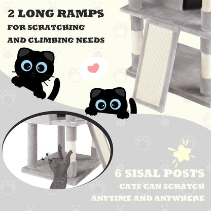 SHA CERLIN 81In/67In Multi-Level Tall Cat Tree Tower with Hammock & Sisal Scratching Posts Larger Cat Condo Furniture for Multi-Cat Play & Rest Summervibes Father'S Day Gift