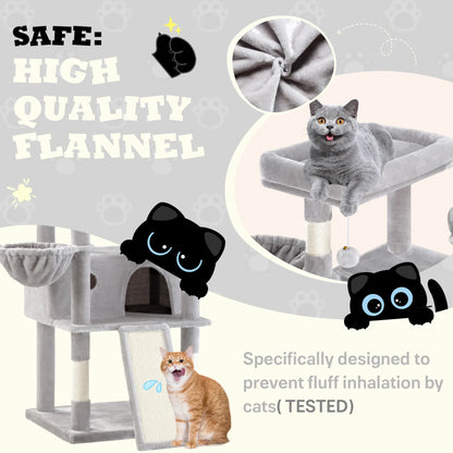 SHA CERLIN 81In/67In Multi-Level Tall Cat Tree Tower with Hammock & Sisal Scratching Posts Larger Cat Condo Furniture for Multi-Cat Play & Rest Summervibes Father'S Day Gift