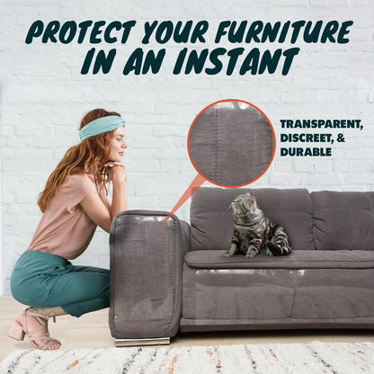 AISOON 12-Pack Heavy-Duty Cat Scratch Furniture Protectors - Easy-to-Apply Sofa Corner, Wall, and Door Shields with 50 Twist Pins