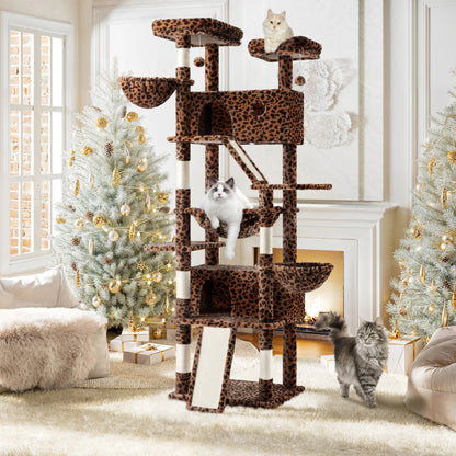 SHA CERLIN 81In/67In Multi-Level Tall Cat Tree Tower with Hammock & Sisal Scratching Posts Larger Cat Condo Furniture for Multi-Cat Play & Rest Summervibes Father'S Day Gift