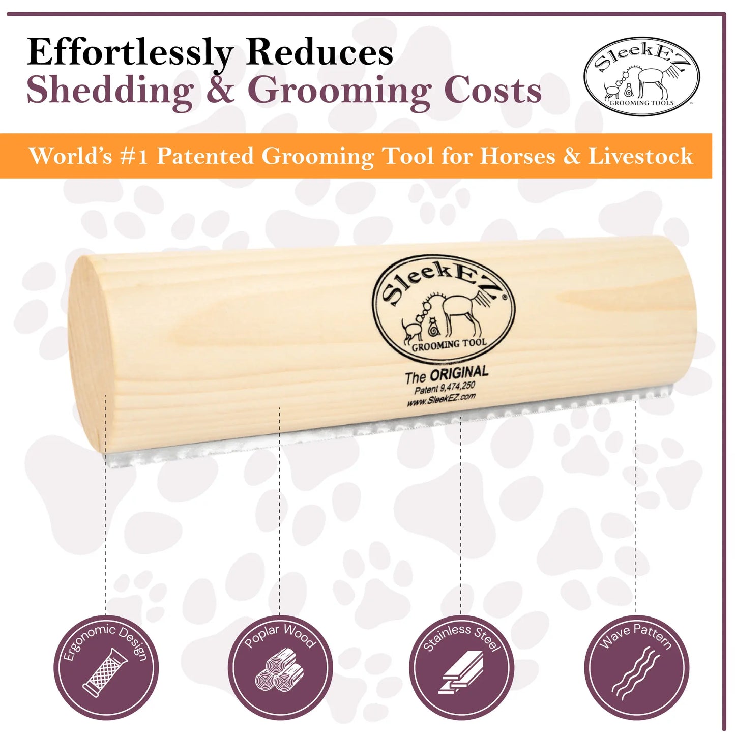Sleekez Horse Brush for Shedding & Grooming, Deshedding Tool for Short & Long Haired Horses