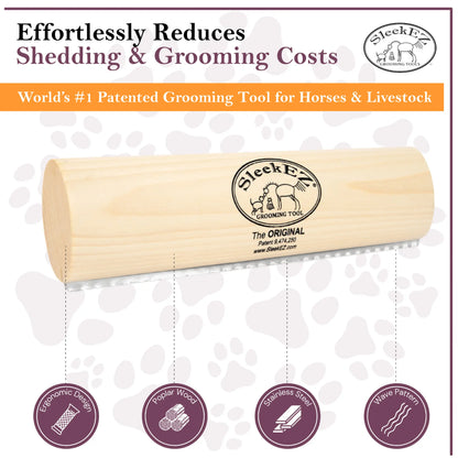Sleekez Horse Brush for Shedding & Grooming, Deshedding Tool for Short & Long Haired Horses